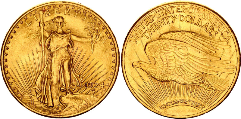 United States 20 Dollars 1924
KM# 131, N# 23126; Gold (.900) 33.43 g.; Saint-Ga...