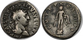 Römische Münzen, MÜNZEN DER RÖMISCHEN KAISERZEIT. Traianus, 98-117 n. Chr, AR-Denar, Kopf mit Lorbeerkranz nach rechts / Statue des Hercules frontal a...