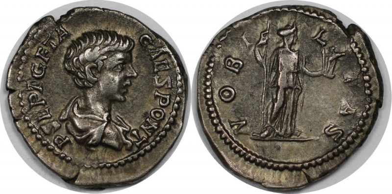 Römische Münzen, MÜNZEN DER RÖMISCHEN KAISERZEIT. Geta, 198-212 n. Chr, AR-Denar...
