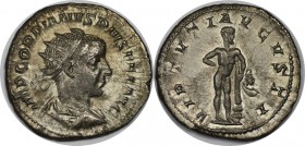 Römische Münzen, MÜNZEN DER RÖMISCHEN KAISERZEIT. Gordianus III., 238-244 n. Chr, AR-Antoninianus. Silber. 4.09 g. Sehr schön