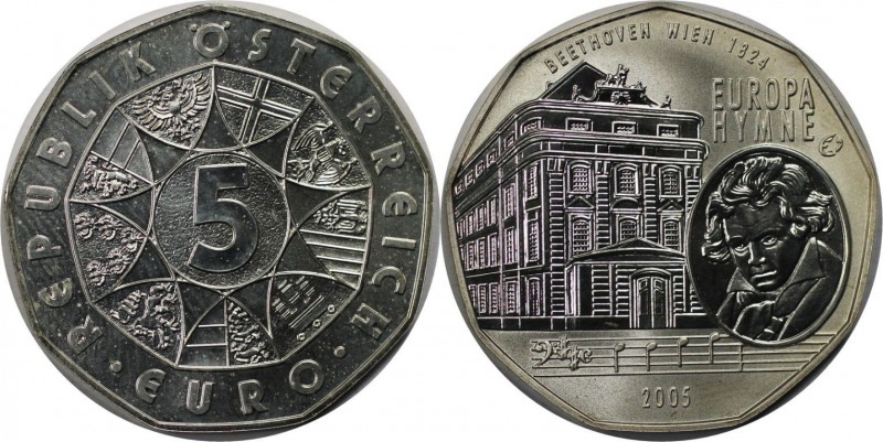 RDR – Habsburg – Österreich, REPUBLIK ÖSTERREICH. Beethoven. 10 Euro 2005, Silbe...