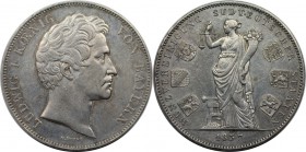 Altdeutsche Münzen und Medaillen, BAYERN / BAVARIA. Ludwig I (1825-1848). Geschichtsdoppeltaler 1837, Silber. AKS 98. Vorzüglich