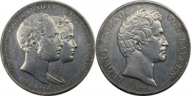 Altdeutsche Münzen und Medaillen, BAYERN / BAVARIA. Ludwig I (1825-1848). Geschichtsdoppeltaler 1842, Silber. AKS 104. Vorzüglich
