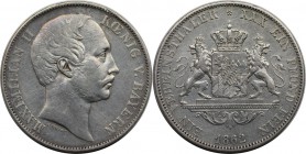 Altdeutsche Münzen und Medaillen, BAYERN / BAVARIA. Maximilian II (1848-1864). Vereinstaler 1862, Silber. AKS 149. Vorzüglich