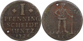 Altdeutsche Münzen und Medaillen, BRAUNSCHWEIG-WOLFENBÜTTEL. 1 Pfenning 1726, CU. KM 778. Sehr Schön