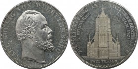 Altdeutsche Münzen und Medaillen, WÜRTTEMBERG. Karl (1864-1891). Doppelter Vereinstaler 1871, Stuttgart. Wiederherstellung des Ulmer Münsters. Silber....