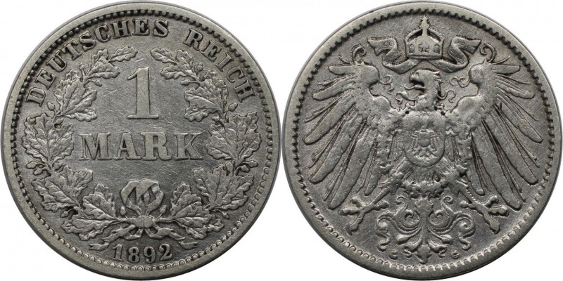 Deutsche Münzen und Medaillen ab 1871, REICHSKLEINMÜNZEN. 1 Reichsmark 1892 G, S...