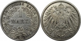 Deutsche Münzen und Medaillen ab 1871, REICHSKLEINMÜNZEN. 1 Reichsmark 1903 J, Silber. Jaeger 17. Sehr schön-vorzüglich. Berieben und randfehler.