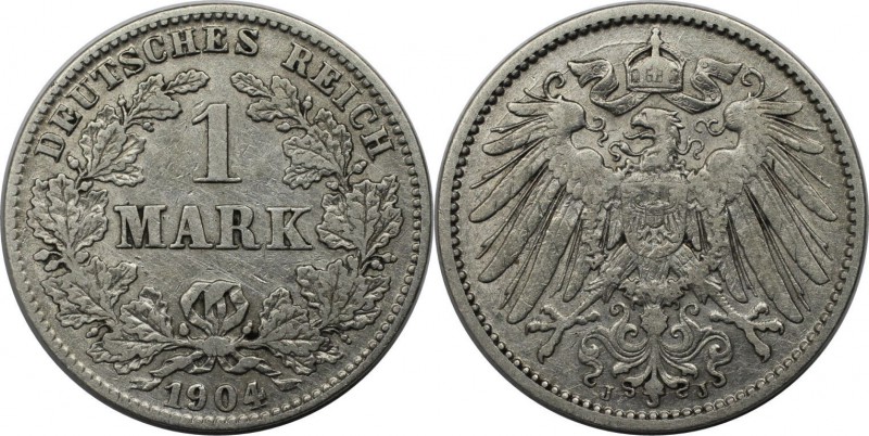 Deutsche Münzen und Medaillen ab 1871, REICHSKLEINMÜNZEN. 1 Reichsmark 1904 J, S...