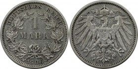 Deutsche Münzen und Medaillen ab 1871, REICHSKLEINMÜNZEN. 1 Reichsmark 1906 E, Silber. Jaeger 17. Vorzüglich. Berieben.