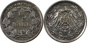 Deutsche Münzen und Medaillen ab 1871, REICHSKLEINMÜNZEN. 1/2 Reichsmark 1918 A, Silber. Jaeger 16. Vorzüglich-stempelglanz