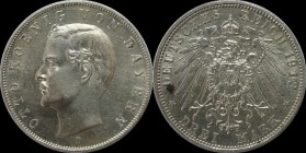 Deutsche Münzen und Medaillen ab 1871, REICHSSILBERMÜNZEN, Bayern. Otto (1886-1913). 3 Mark 1912 D, Silber. Jaeger 47. fast Stempelglanz. Leicht berie...