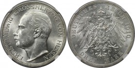 Deutsche Münzen und Medaillen ab 1871, REICHSSILBERMÜNZEN, Hessen. Hessen-Darmstadt. Ernst Ludwig (1892-1918). 3 Mark 1910 A, KM 375. Silber. NGC MS-6...