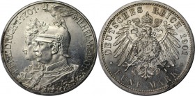 Deutsche Münzen und Medaillen ab 1871, REICHSSILBERMÜNZEN, Preußen, Wilhelm II (1888-1918). 200 Jahre Königreich, 5 Mark 1901, Silber. Jaeger 106. Fas...