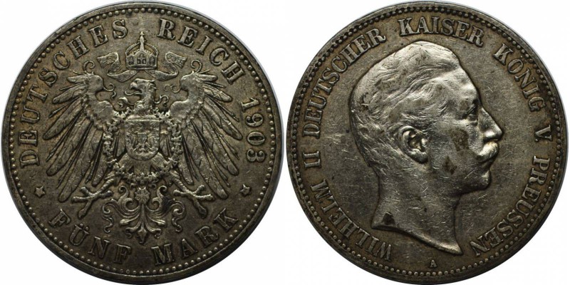 Deutsche Münzen und Medaillen ab 1871, REICHSSILBERMÜNZEN, Preußen, Wilhelm II (...
