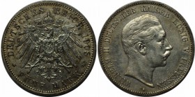 Deutsche Münzen und Medaillen ab 1871, REICHSSILBERMÜNZEN, Preußen, Wilhelm II (1888-1918). 5 Mark 1908 A, Silber. Jaeger 104. Sehr schön