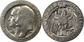 Deutsche Münzen und Medaillen ab 1871, REICHSSILBERMÜNZEN, Preußen. Wilhelm II (1888-1918). 3 Mark 1910 A, Silber. Jaeger 107. Stempelglanz. Patina. K...