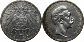 Deutsche Münzen und Medaillen ab 1871, REICHSSILBERMÜNZEN, Preußen, Wilhelm II (1888-1918). 3 Mark 1910 A, Silber. Jaeger 103. Sehr schön-vorzüglich. ...