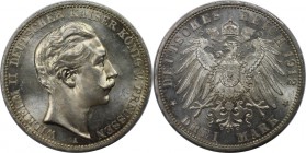Deutsche Münzen und Medaillen ab 1871, REICHSSILBERMÜNZEN, Preußen. Wilhelm II (1888-1918). 3 Mark 1912 A, Silber. Jaeger 103. Stempelglanz. Patina