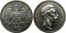 Deutsche Münzen und Medaillen ab 1871, REICHSSILBERMÜNZEN, Preußen. Wilhelm II (1888-1918). 3 Mark 1912 A, Silber. Jaeger 103. Vorzüglich
