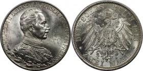 Deutsche Münzen und Medaillen ab 1871, REICHSSILBERMÜNZEN, Preußen. Wilhelm II (1888-1918). 2 Mark 1913 A, Silber. Jaeger 111. Vorzüglich-Stempelglanz...