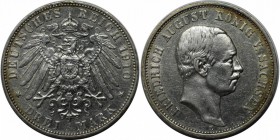 Deutsche Münzen und Medaillen ab 1871, REICHSSILBERMÜNZEN, Sachsen, Friedrich August III (1902-1918). 3 Mark 1910 E, Silber. Sehr schön-vorzüglich. Kr...