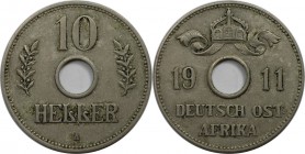Deutsche Münzen und Medaillen ab 1871, DEUTSCHE KOLONIEN. Deutsch Ostafrika. 10 Heller 1911 A. Jaeger 719. Vorzüglich
