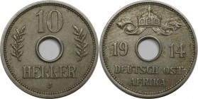 Deutsche Münzen und Medaillen ab 1871, DEUTSCHE KOLONIEN. Deutsch Ostafrika. 10 Heller 1914 J. Jaeger 719. Vorzüglich
