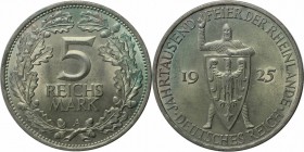 Deutsche Münzen und Medaillen ab 1871, WEIMARER REPUBLIK. 5 Mark 1925 A, Silber. Vorzüglich-Stempelglanz