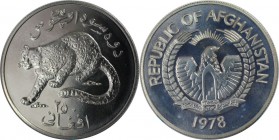 Weltmünzen und Medaillen, Afganistan. Schneeleopard. 250 Afganis 1978, Silber. 0.85 OZ. KM 978. Stempelglanz