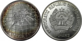 Weltmünzen und Medaillen, Afganistan. "XVII World Cup Mexico 1986" - Torwart. 500 Afganis 1986, Silber. 0.51 OZ. KM 1009. Stempelglanz