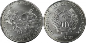 Weltmünzen und Medaillen, Afganistan. Fußballweltmeisterschaft USA. 500 Afganis 1991, Silber. 0.39 OZ. KM 1013. Stempelglanz