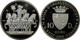 Weltmünzen und Medaillen, Andorra. Europa. 10 Diners 1998, Silber. KM 151. Polierte Platte