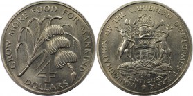Weltmünzen und Medaillen, Antigua und Barbuda / Antigua and Barbuda. Series: F.A.O. 4 Dollars 1970, Kupfer-Nickel. KM 1. Stempelglanz