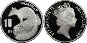 Weltmünzen und Medaillen, Australien / Australia. Numbat. 10 Dollars 1995, Silber. 0.6 OZ. KM 296. Polierte Platte