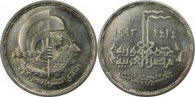 Weltmünzen und Medaillen, Ägypten / Egypt. 20. Jahrestag des Oktoberkrieges. 1 Pound 1993, Silber. 0.35 OZ. KM 810. Stempelglanz