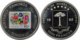 Weltmünzen und Medaillen, Äquatorial Guinea / Equatorial Guinea. Jean Tinguely. 1000 Francos 1995, Kupfer-Nickel. KM 93. Polierte Platte