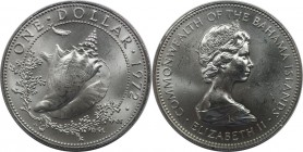 Weltmünzen und Medaillen, Bahamas. Muschel. 1 Dollar 1972, Silber. 0.47 OZ. KM 22. Stempelglanz