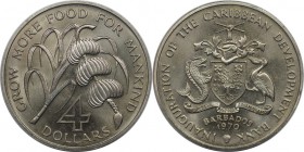 Weltmünzen und Medaillen, Barbados. Series: F.A.O. 4 Dollars 1970, Kupfer-Nickel. KM A9. Stempelglanz