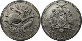 Weltmünzen und Medaillen, Barbados. 2 Dollars 1976, Kupfer-Nickel. KM #24. Stempelglanz