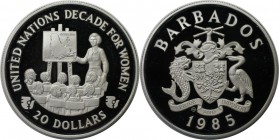 Weltmünzen und Medaillen, Barbados. Jahrzehnt der Frau. 20 Dollars 1985, Silber. 0.69 OZ. KM 46. Polierte Platte. Patina. Fingerabdrücke.