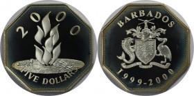 Weltmünzen und Medaillen, Barbados. Millennium. 5 Dollars 1999-2000, Silber. KM 67. Polierte Platte