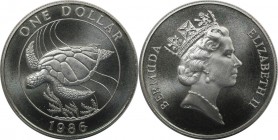 Weltmünzen und Medaillen, Bermuda. 25 Jahre WWF - Suppen Schildkröte. 1 Dollar 1986, Silber. 0.84 OZ. KM 49a. Stempelglanz