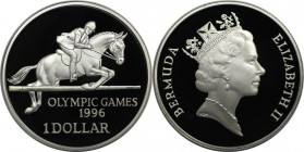 Weltmünzen und Medaillen, Bermuda. Springreiten - Olympiade Atlanta 1996. 1 Dollar 1996, Silber. 0.84 OZ. KM 105. Polierte Platte