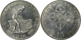 Weltmünzen und Medaillen, Bhutan. 15 Ngultrums 1974, Silber. 0.36 OZ. Stempelglanz