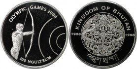 Weltmünzen und Medaillen, Bhutan. "2000 Sommerolympiade, Sydney". 100 Ngultrums 1998, Silber. 0.59 OZ. KM 103. Polierte Platte