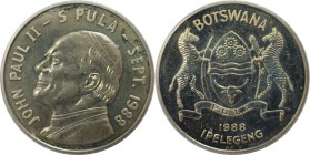 Weltmünzen und Medaillen, Botswana. Papst Johannes Paul II. Papstbesuch. 5 Pula 1988. Stempelglanz