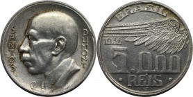 Weltmünzen und Medaillen, Brasilien / Brazil. Alberto Santos-Dumont (1873-1932), französischer und brasilianischer Luftfahrtpionier. 5000 Reis 1936, S...