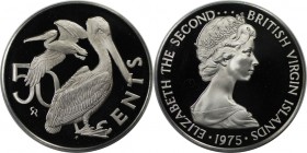 Weltmünzen und Medaillen, Britische Jungferninseln / British Virgin Islands. Pelikan. 50 Cents 1975, Silber. 0.50 OZ. KM 5. Polierte Platte
