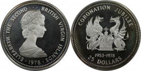 Weltmünzen und Medaillen, Britische Jungferninseln / British Virgin Islands. 25. Jahrestag der Krönung der Königin Elizabeth II. 25 Dollars 1978, Silb...
